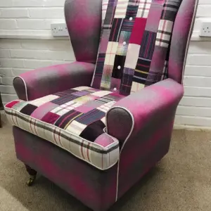 Antique Classic Wing Back Chair In Patchwork Design