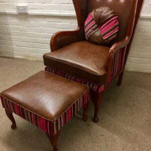 NEW Hand made Wing Back Chair And Footstool