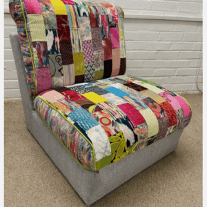 Italian Design Single Sofa-Bed Newly Reupholstered In Patchwork Design