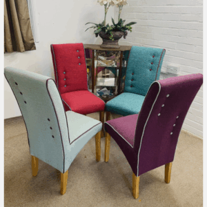 4 John Lewis Dining Room Chairs Upholstered In Multicoloured Tweed Fabric