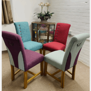 4 Ashton & Coleman dining chairs upholstered In multicoloured fabric